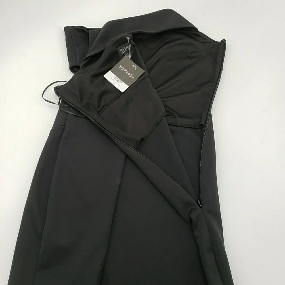 Topshop Wide Strap Cutout Black Midi Dress